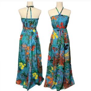Neon Vibrant Floral Maxi Dress. Size S